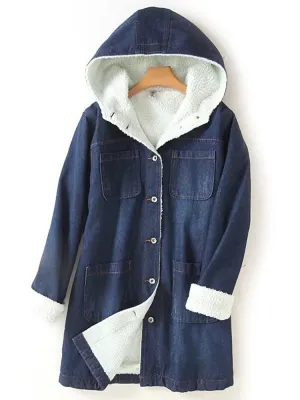 Vintage Button Pockets Denim Coats