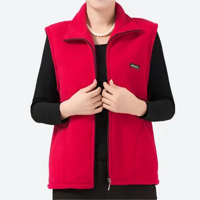 Zippered Sleeveless Fleece Warm Vests